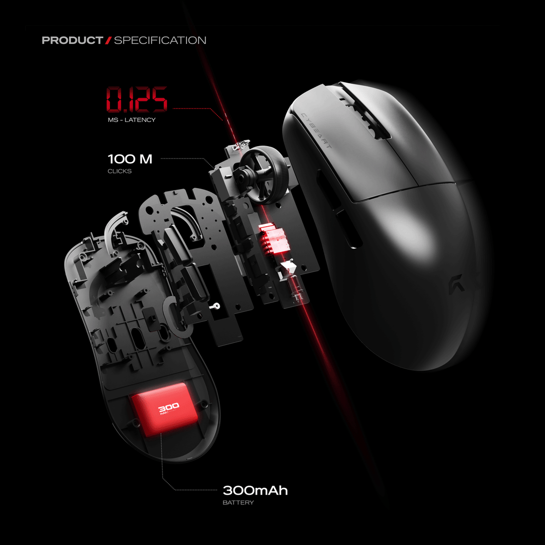 Cybeart | Xeus 8K Polling 39g Superlight Tri-Mode Wireless Gaming Mouse ...